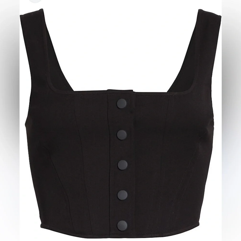 WAYF crop top navy blue Cora Snap front button top corset Dollskill free people - Picture 5 of 15